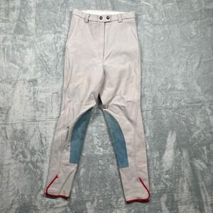 Devon Aire Women's Riding Breeches Beige Blue Suede Knee Patch Size 26